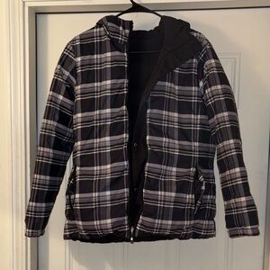 Free Country Black and White Plaid Puffer Jacket